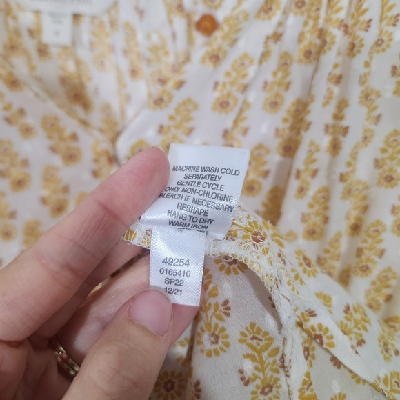 Garnet Hill White Yellow Floral Print V Neck 3/4 Sleeve Modal Blouse Top Size S - Picture 7 of 10